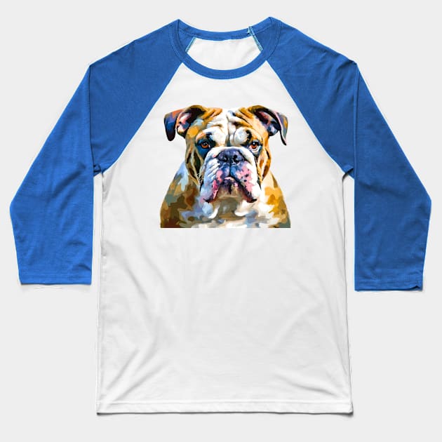 English Bulldog Impressionism Baseball T-Shirt by Doodle and Things